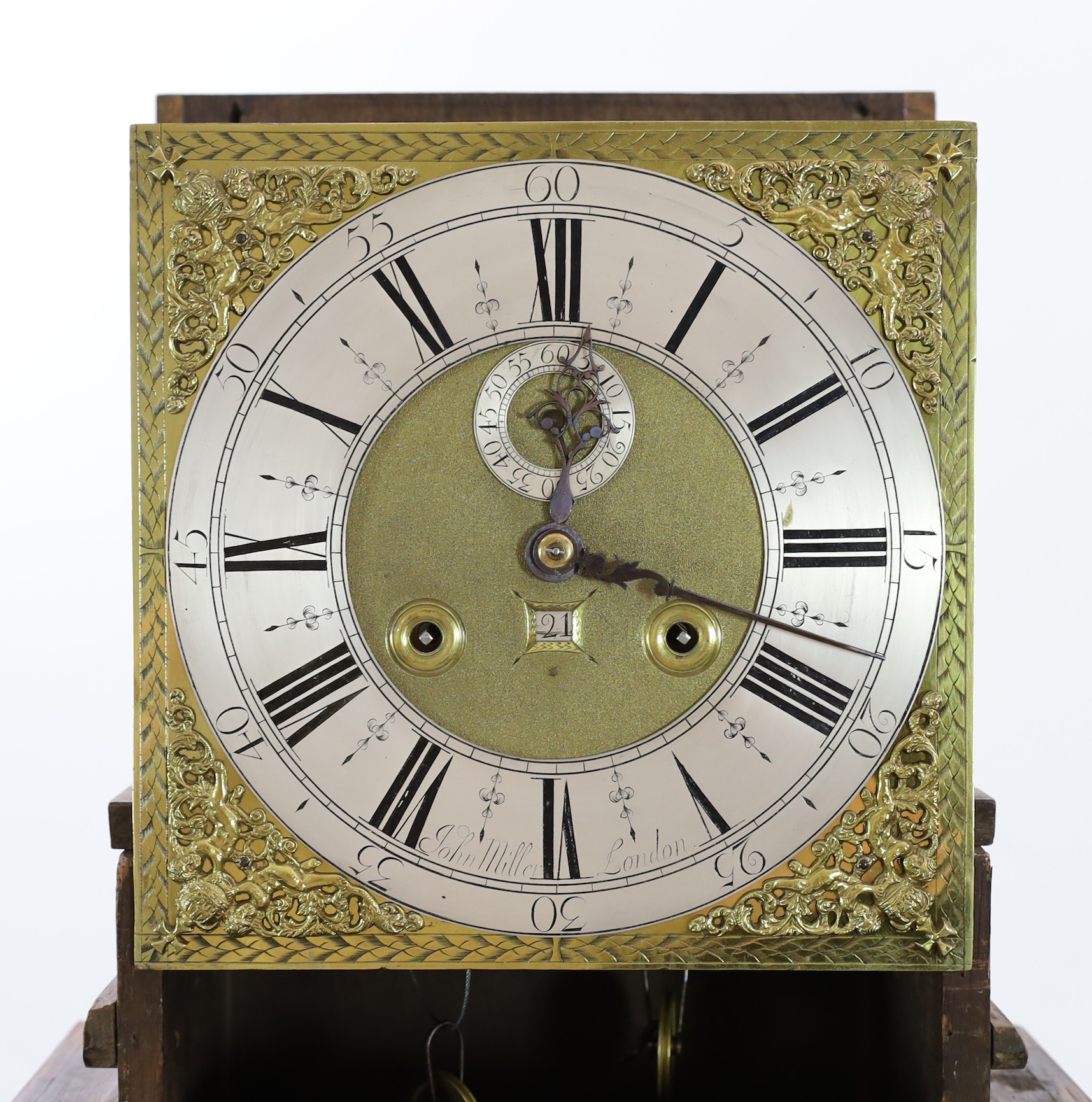 John Miller of London, apprenticed to Joseph Knibb. A William III walnut eight day longcase clock, W.48cm H.213cm